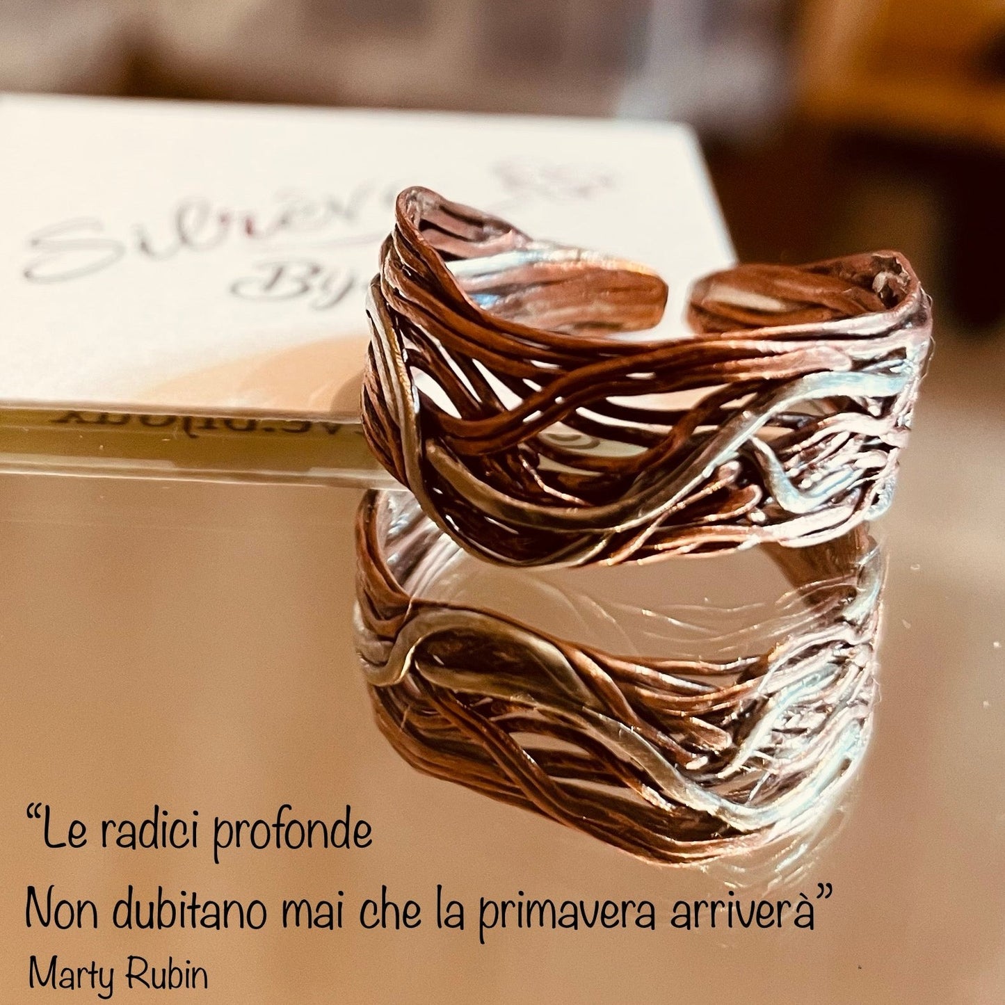Anello 'Radici' - Rame e Ag. 925
