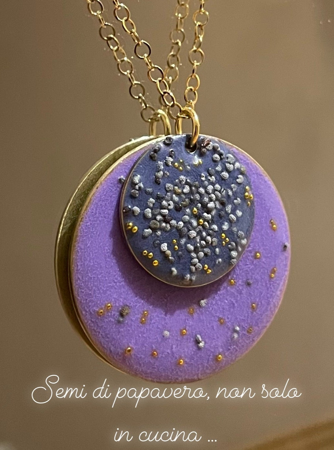Collana e/o orecchini in ottone con ciondolo semi di papavero