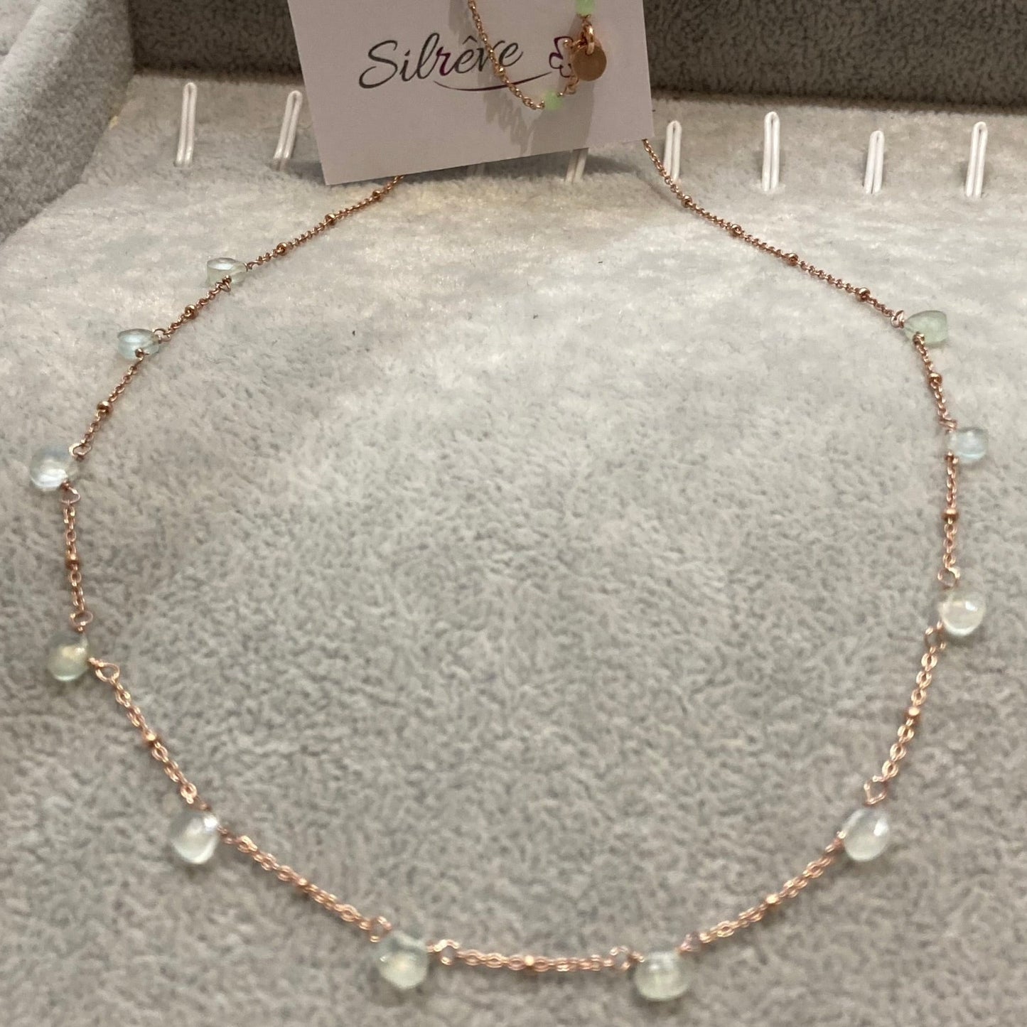 Girocollo in Ag. 925 rosato, con gemme preziose