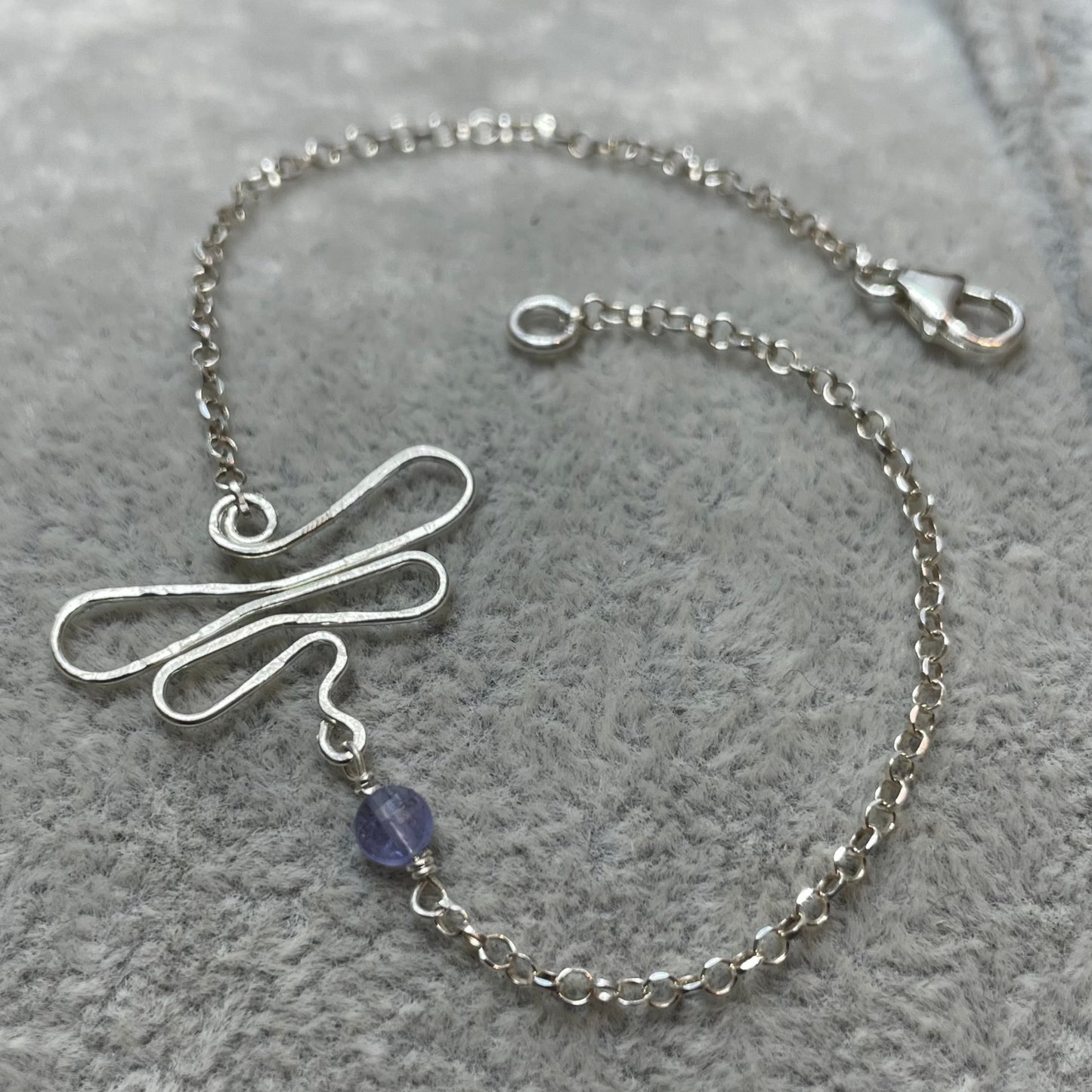 Braccialetto 'Dragonfly', Ag. 925 con pietra preziosa