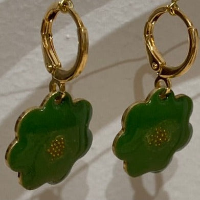 Orecchini pendenti in ottone, a fiore
