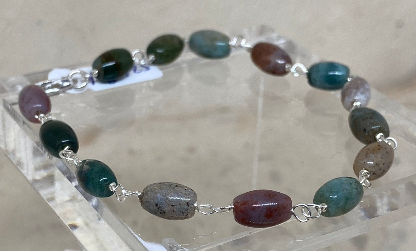 Braccialetto nodo orefice in Ag. 925, impreziosito con agata indiana