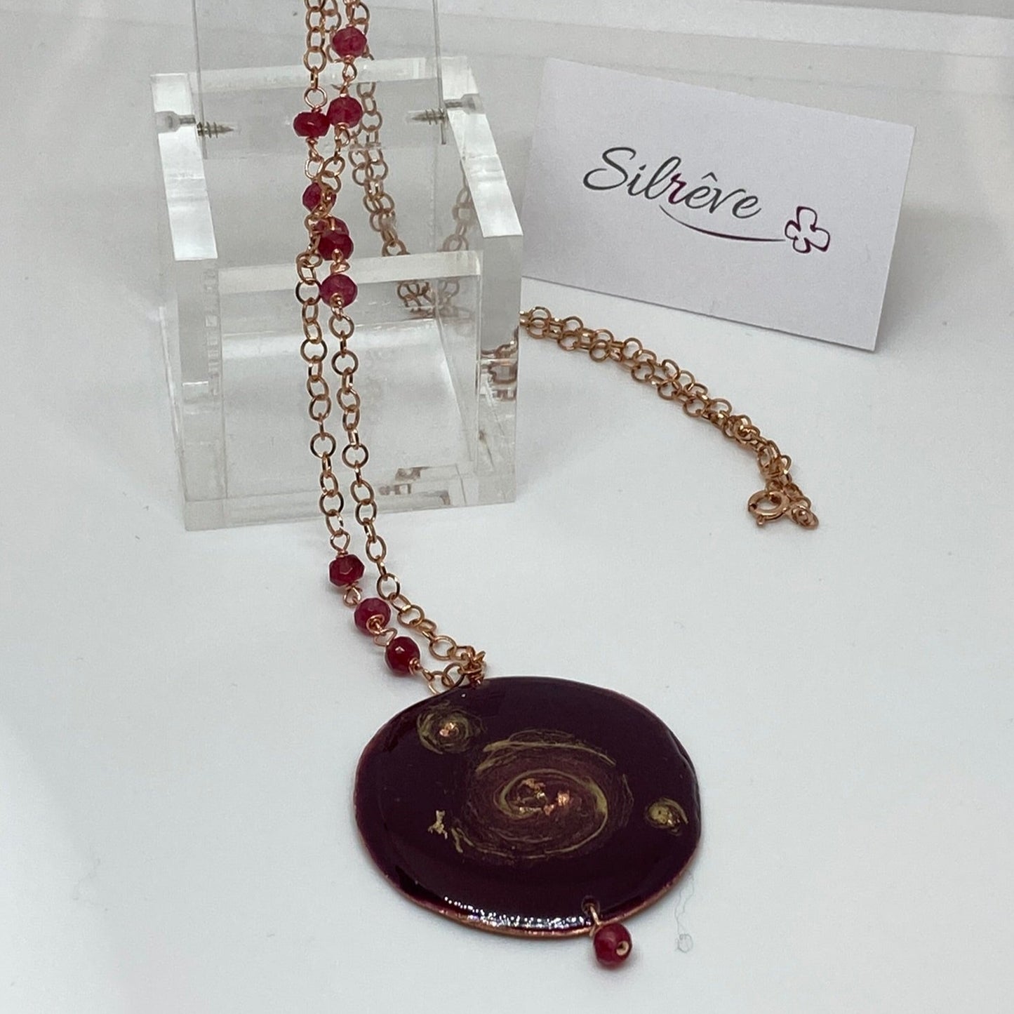 Collana in rame con ciondolo tondo 'Galassia'