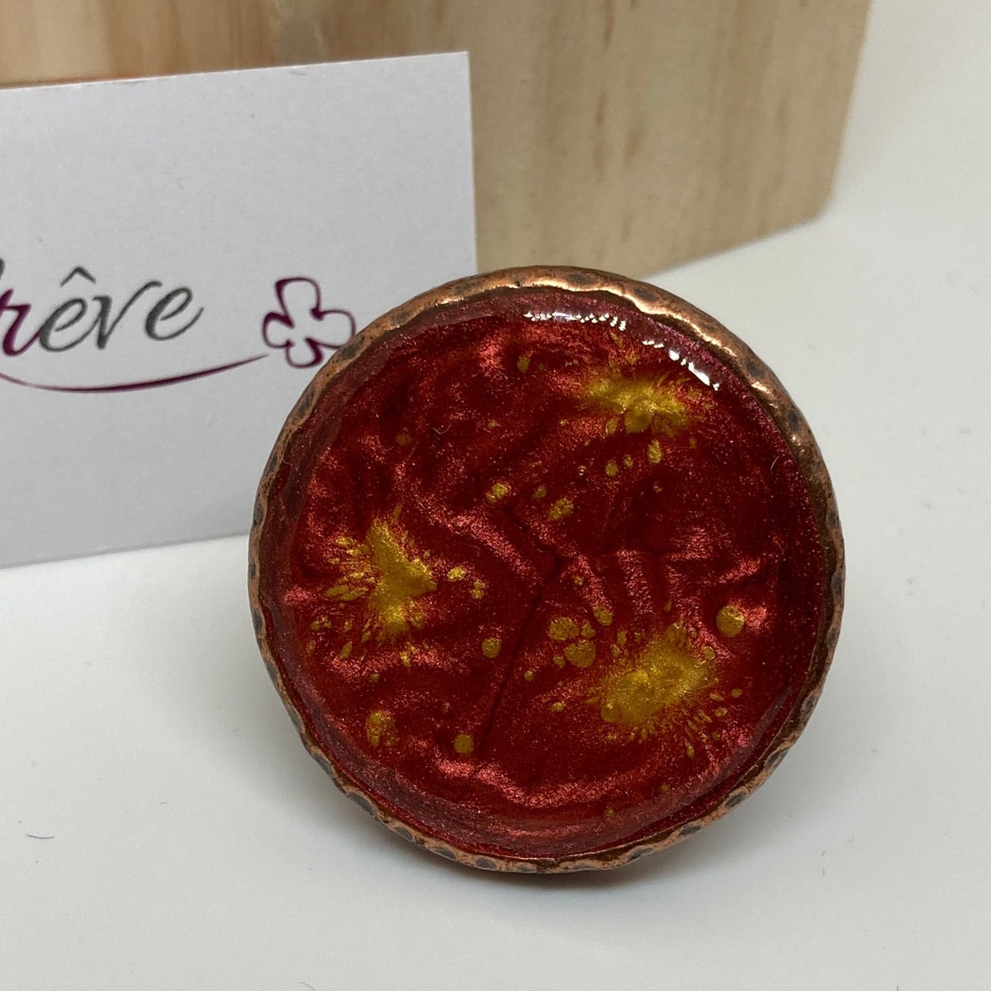 Anello tondo regolabile, in rame rosso