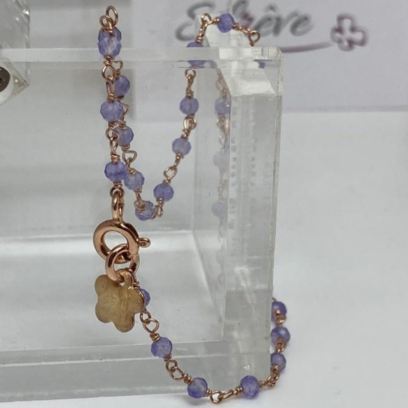 Braccialetto 'nodo orefice' in Ag. 925 rosato, con pietre preziose