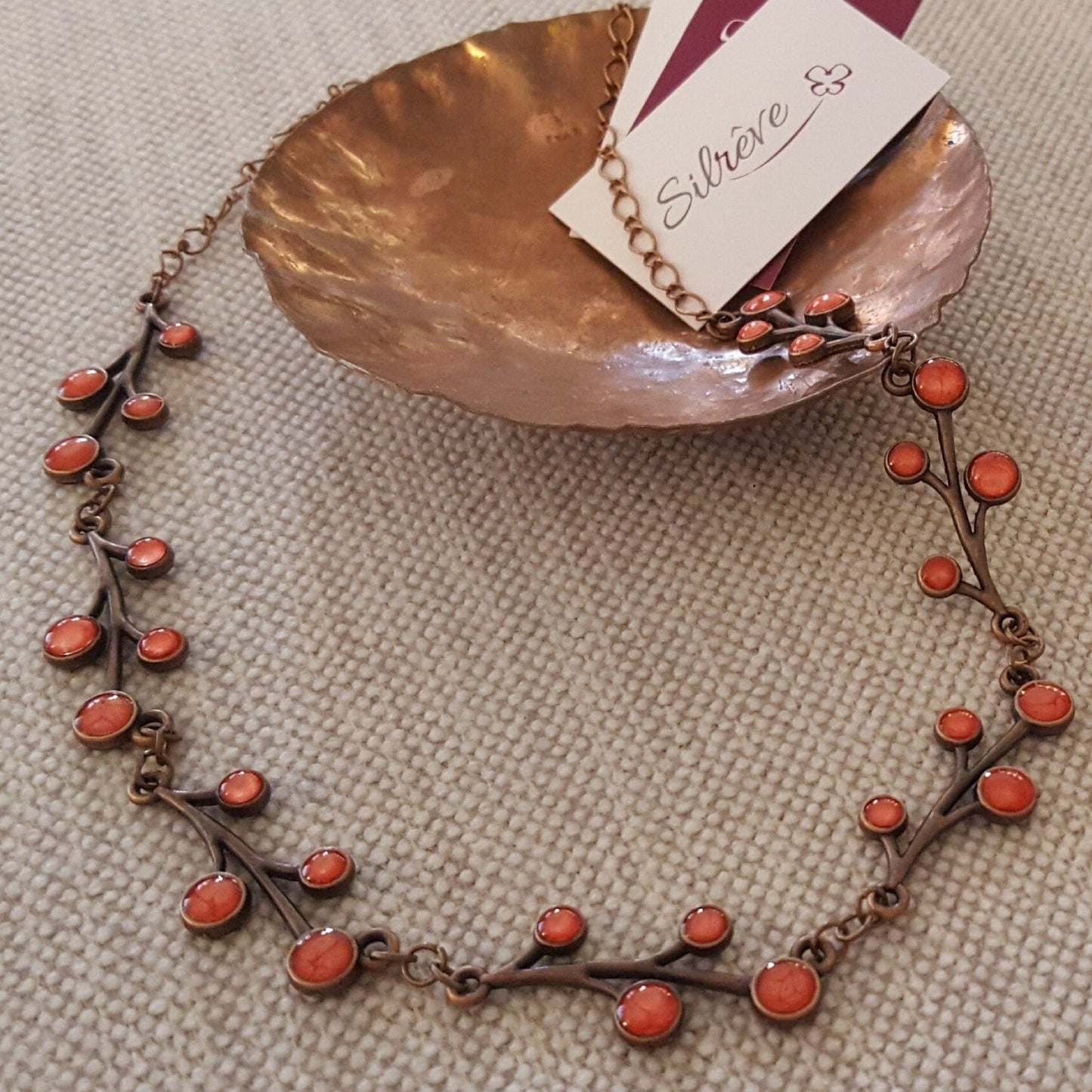 Collana 'boccioli' in rame rosso