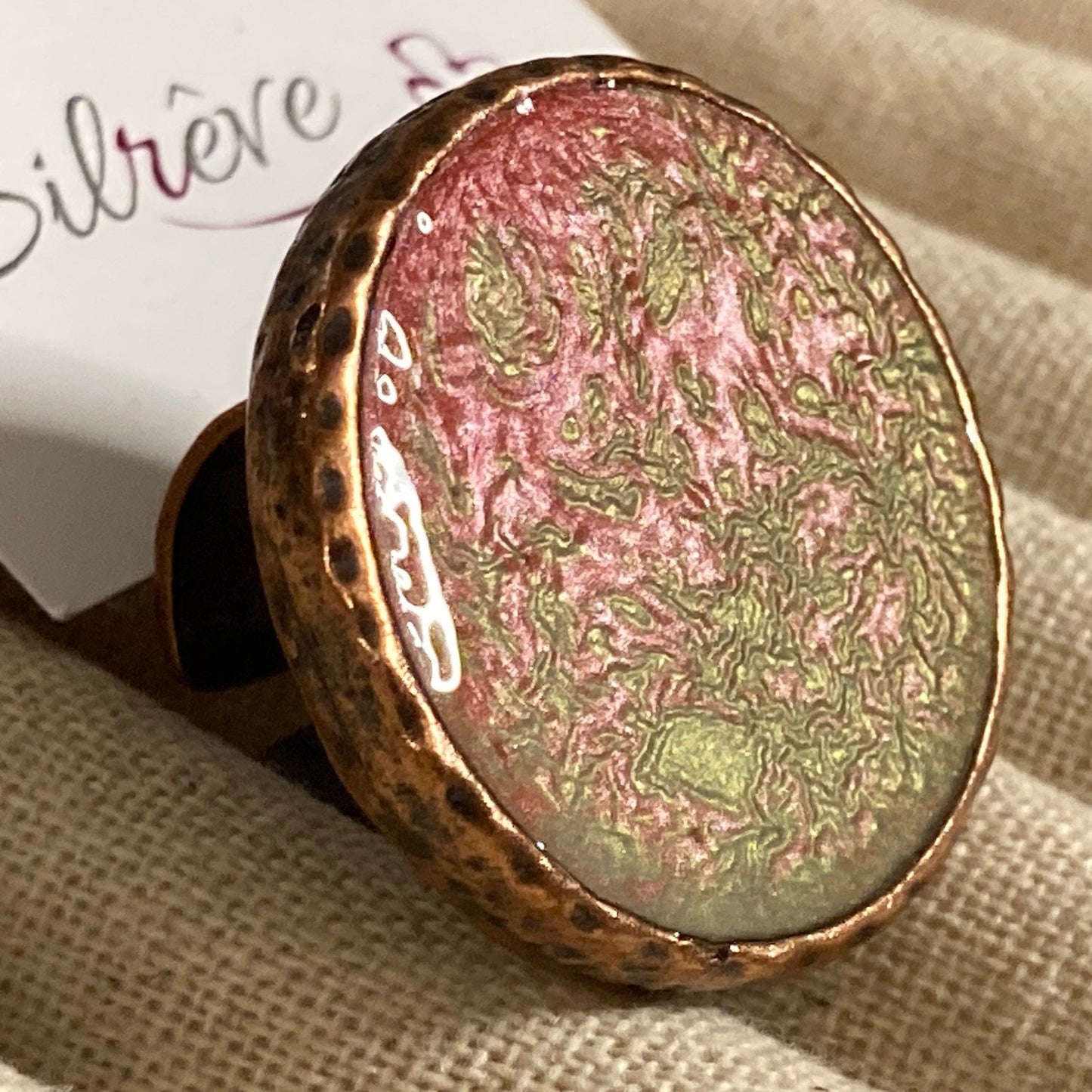 Anello tondo regolabile, in rame rosso