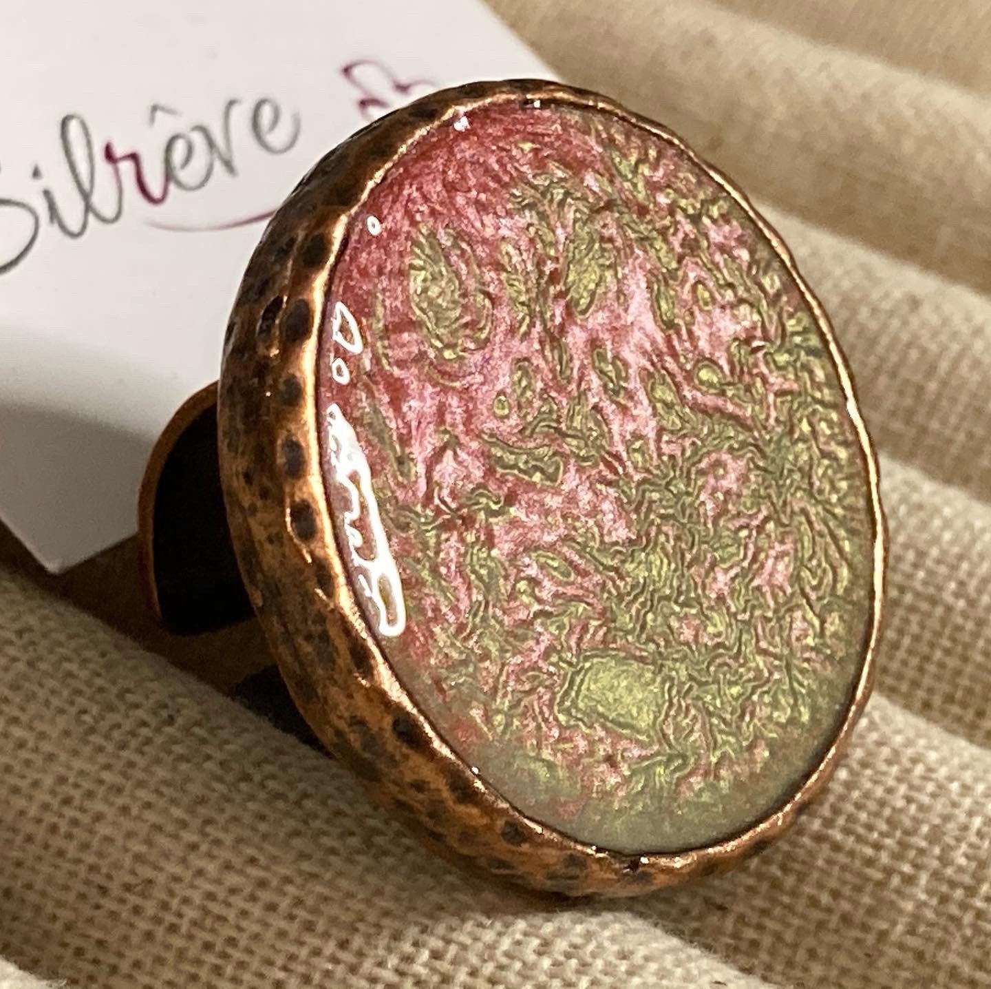 Anello tondo regolabile, in rame rosso