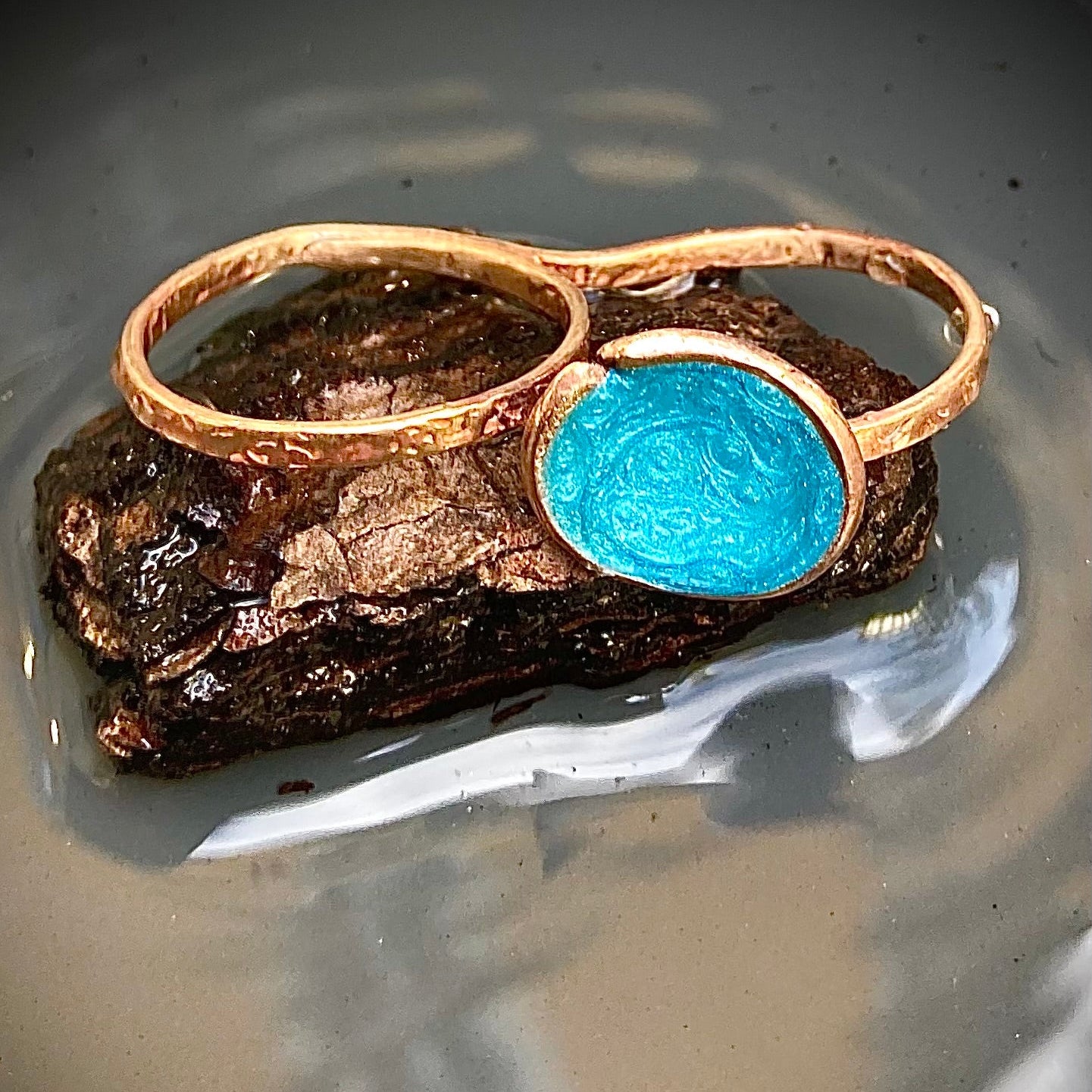 'Twogether' anello doppio in bronzo rosso