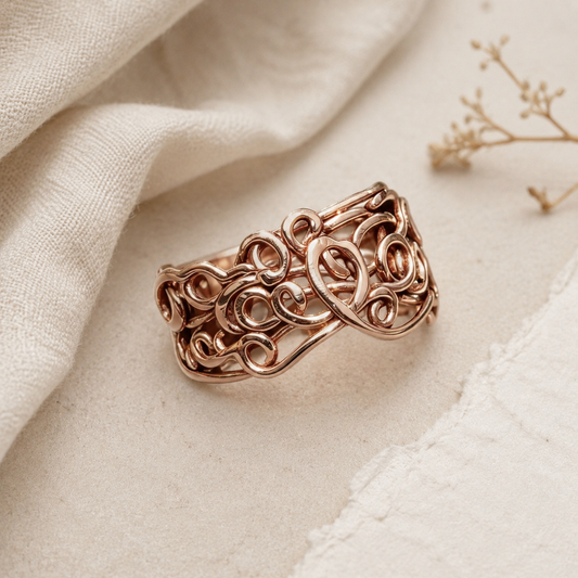 'Fil rouge' anello in bronzo rosso