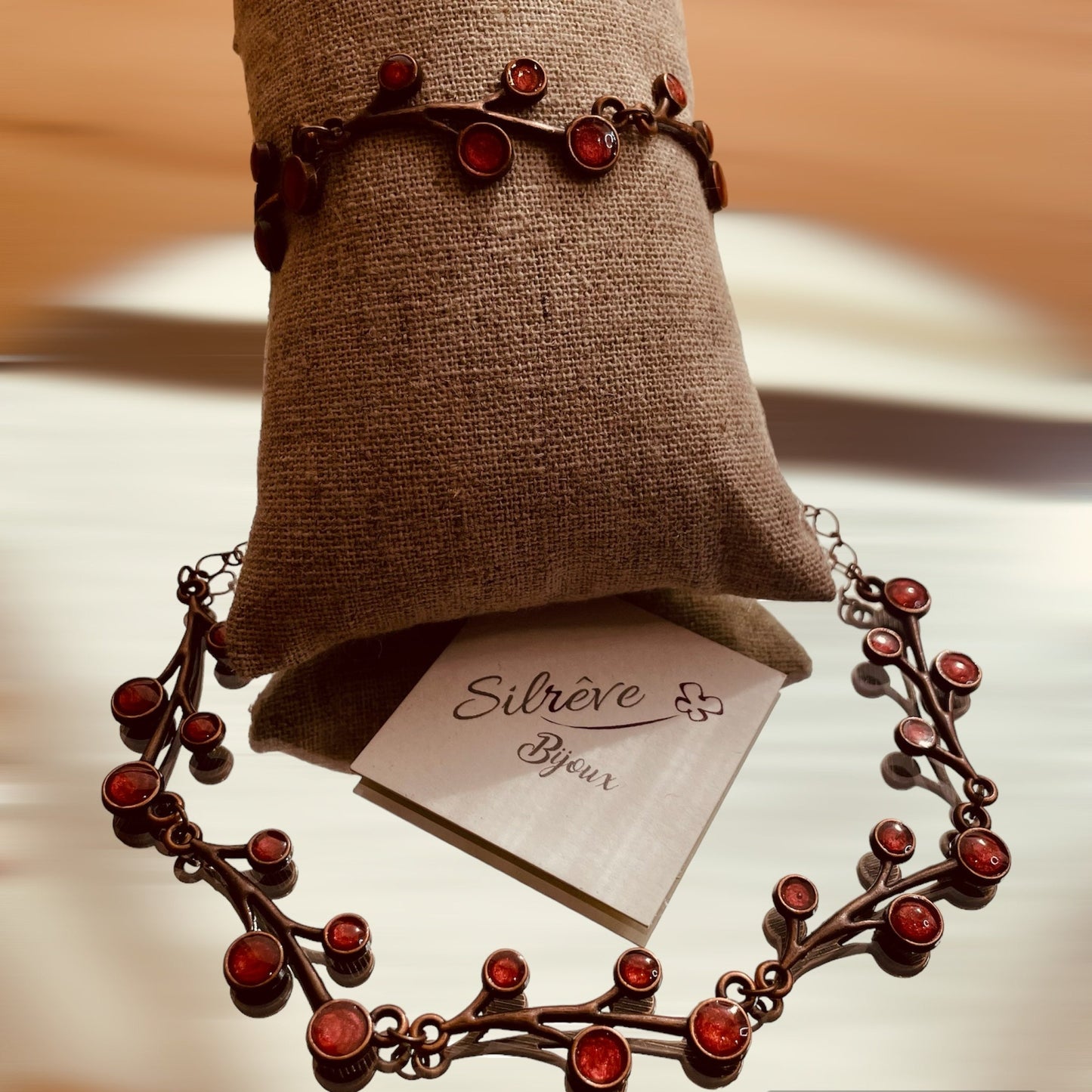 Collana 'boccioli' in rame rosso