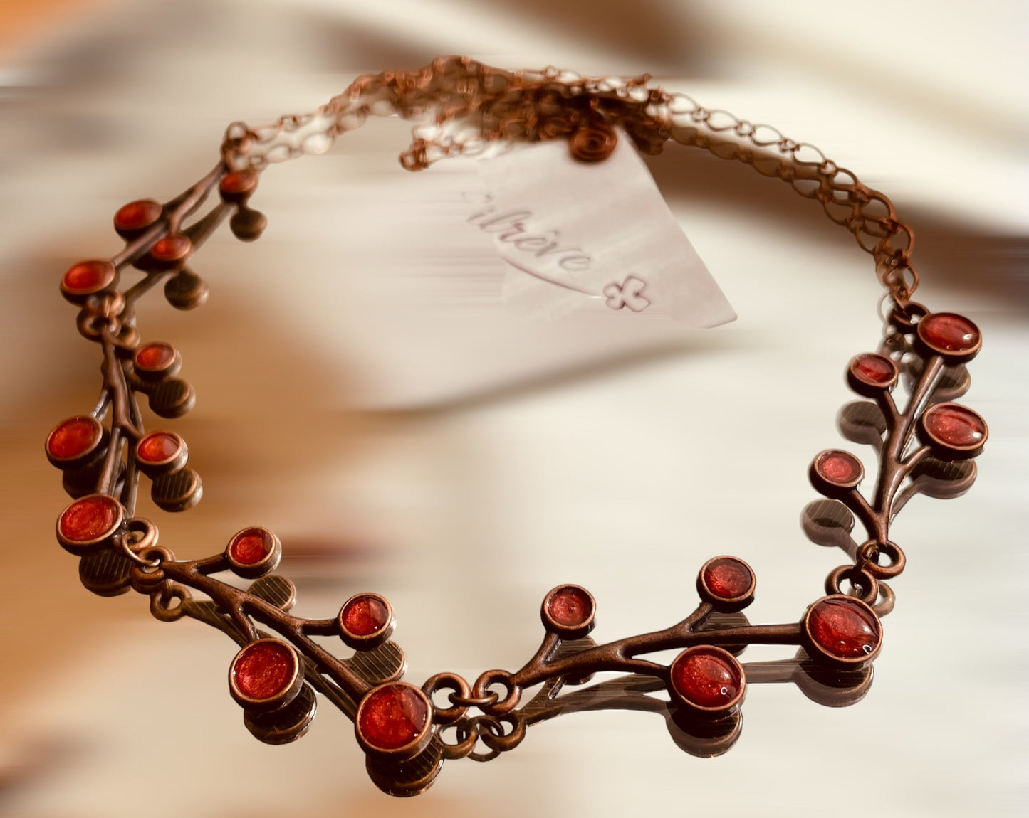 Collana 'boccioli' in rame rosso