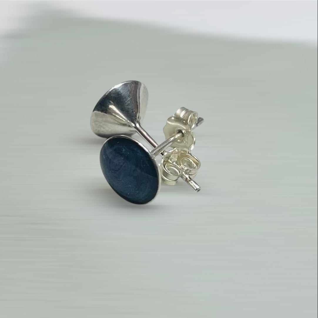 Orecchini lobo a bottoncino, in Ag. 925